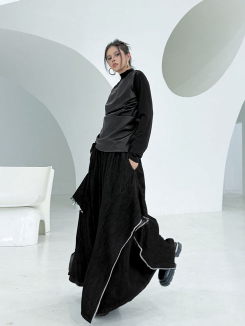 Draped Satin Mix Top